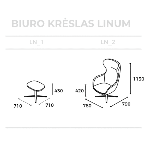 BIURO KRĖSLAS LINUS_SCHEMA Lankytojų krėslas LINUM