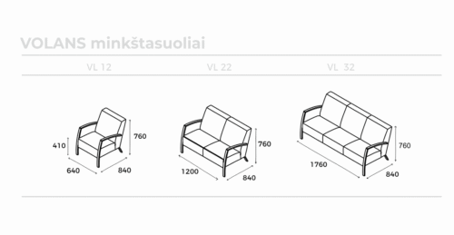 Minkštasuoliai  su pufais bei pufais-staliukais VOLANS
