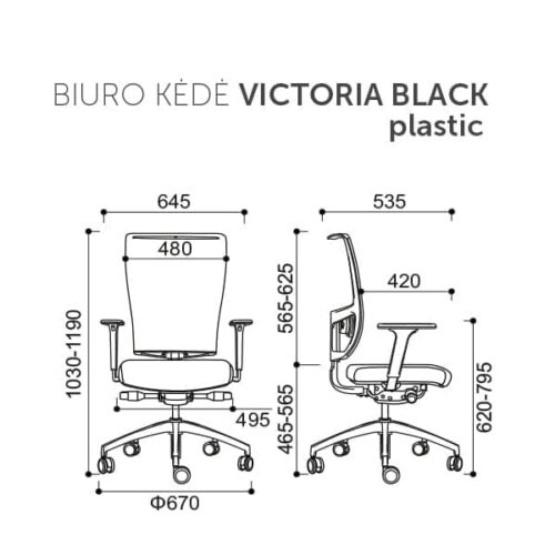 Ergonominė darbuotojo kėdė VICTORIA black plastic
