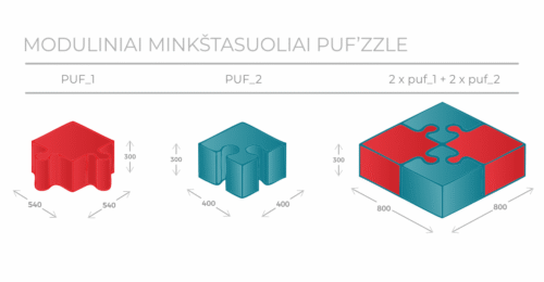 Moduliniai minkštasuoliai PUF'ZZLE