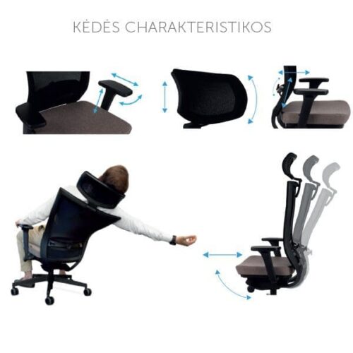 Ergonominė darbuotojo kėdė MARTI BS HD black