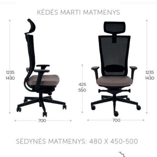 Ergonominė darbuotojo kėdė MARTI BS HD black