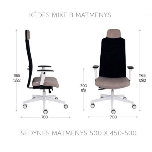 DARBUOTOJŲ KĖDĖ Mike_W_White_14 Ergonominė darbuotojo kėdė MIKE 2 B chrome