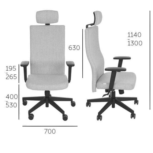 darbuotojo kėdė TEAM_PLUS _matmenys_1 Ergonominė darbuotojo kėdė TEAM PLUS HD chrome