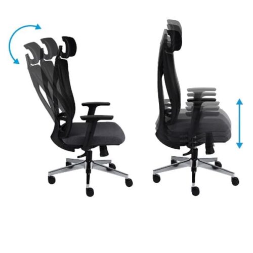 Ergonominė darbuotojo kėdė PLAY 30% nuolaida su pilku audiniu