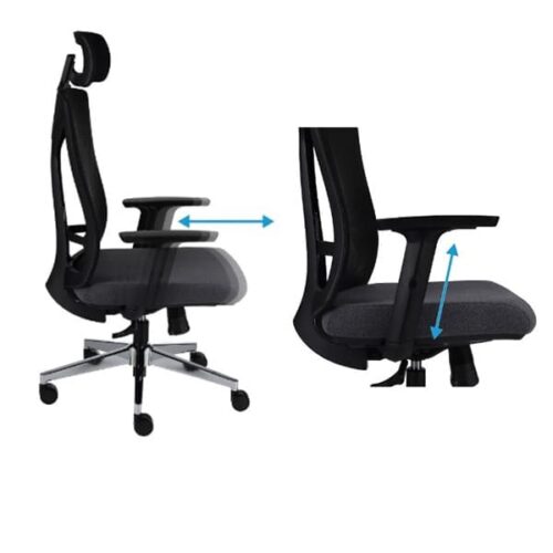 Ergonominė darbuotojo kėdė PLAY 30% nuolaida su pilku audiniu