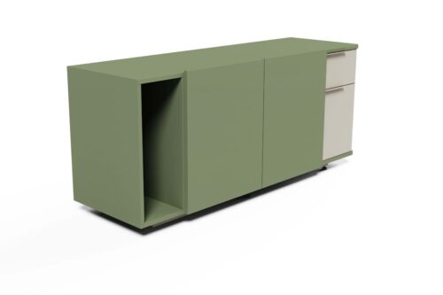 Darbuotojų baldų serija CLEO 2+_SPINTELĖ_SU 2 stalčiukais ir durelėmis Darbuotojų baldų serija CLEO 2+