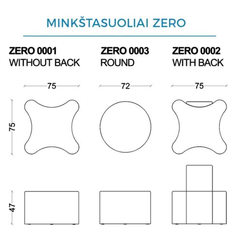 Moduliniai minkštasuoliai ZERO